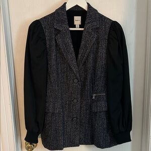 Anthropologie Mauve Black and Gray Tweed Blazer SZ 4